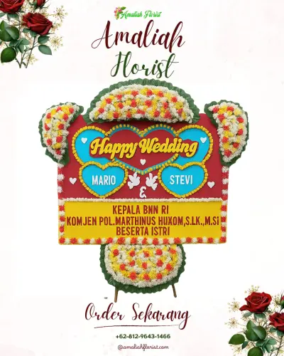 Karangan Papan Bunga Pernikahan di Sitamiang Baru